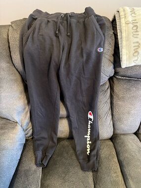 Champion Black Logo Jogger Sweatpants